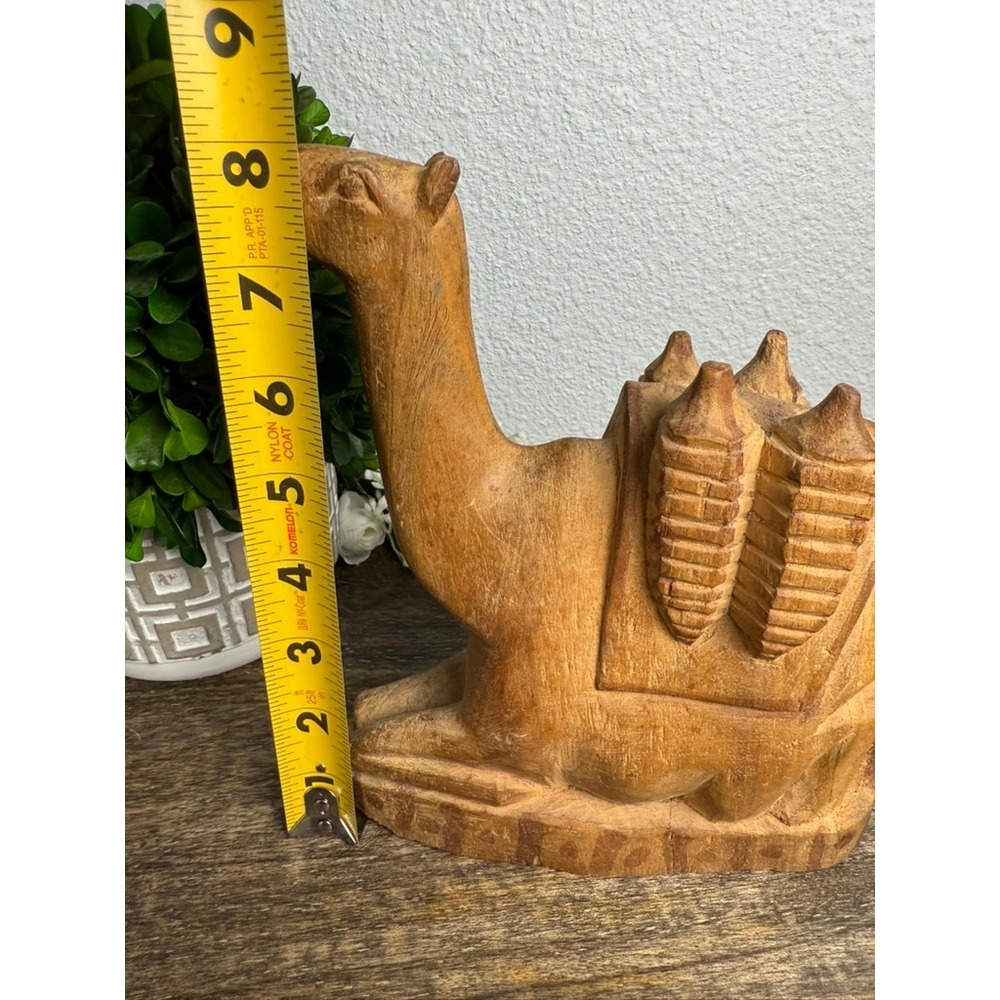 Vintage Hand Carved Wood Camel Nativity Figurine Christmas Folk Art 8" Manger - Picture 12 of 13